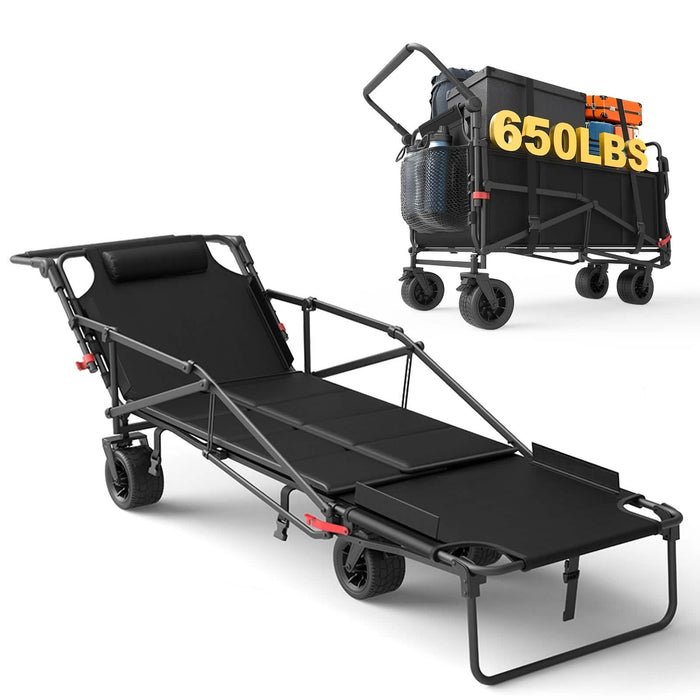 2-in-1 Folding Wagon Cart Chair 650LBS Capacity by DailySale