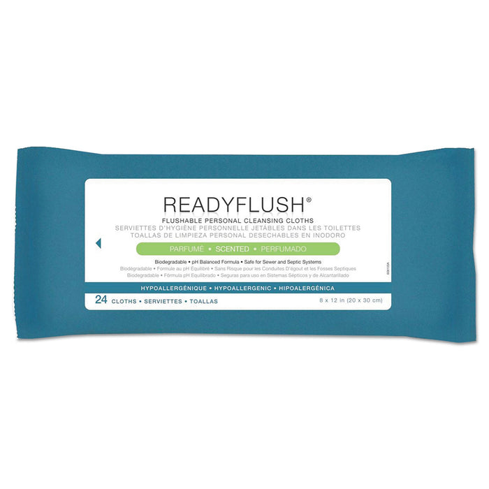 Medline ReadyFlush Biodegradable Flushable Wipes, 8 x 12, White, 24/Pack