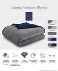 Ella Jayne 20lb Reversible Anti-Anxiety Weighted Blanket - Grey/Navy by Vanessa Jane