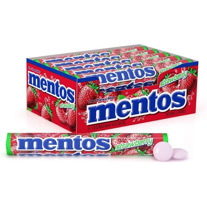 Mentos Strawberry Chewy Candy Rolls, 15 Count (Pack of 15) by Pasteur Pharmacy