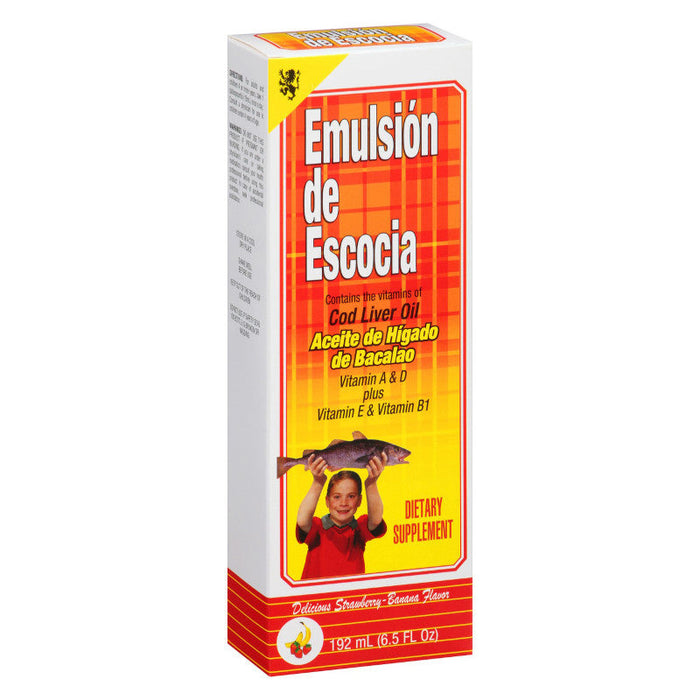 Emulsion de Escocia Cod Liver Oil, Strawberry Banana Flavor 6.5 Oz by Pasteur Pharmacy