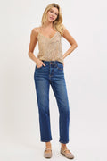 Sophia High Rise Crop Straight Jean by Boutique 23