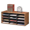 Fellowes Particle Board Desktop Sorter, 12 Compartments, 29 x 11.88 x 12.94, Medium Oak