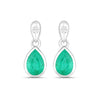 1.30 Ct Pear Green Zambian Emerald & Diamond Bezel 10K Gold Dangle Earrings