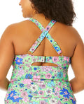 Salt + Cove Trendy Plus Size Peony Party Molded-Cup X-Back Tankini, Size 0X by Vanessa Jane