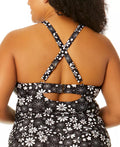 Salt + Cove Trendy Plus Size Coastal Fleurs Cinch-Front X-Back Tankini, 1X by Vanessa Jane