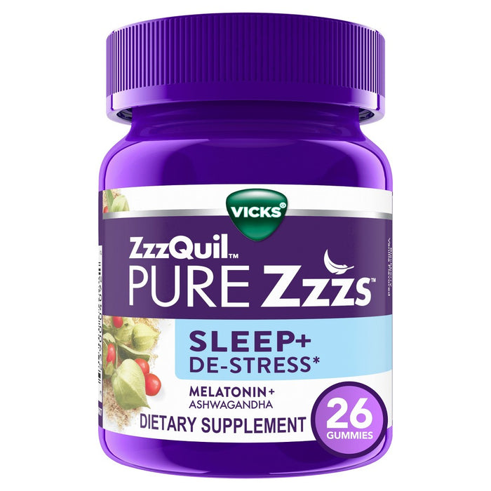 Vicks ZzzQuil Pure Zzzs Blackberry Vanilla Sleep+De-Stress 26 Gummies by Pasteur Pharmacy