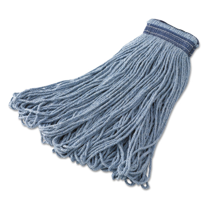 Rubbermaid Universal Headband Mop, Looped-End, 16oz, Cotton/Synthetic Blend, Blue, 12/CT