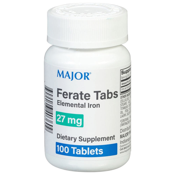 Major Ferate Tabs, Elemental Iron, 27 Mg, Tablets by Pasteur Pharmacy