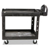 Rubbermaid Heavy-Duty Utility Cart with Lipped Shelves, Plastic, 2 Shelves, 500 lb Capacity, 25.9" x 45.2" x 32.2", Black