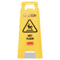Rubbermaid Caution Wet Floor Sign, 11 x 12 x 25, Bright Yellow, 6/Carton