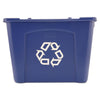 Rubbermaid Stacking Recycle Bin, Rectangular, Polyethylene, 14 gal, Blue
