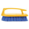 Rubbermaid Iron-Shaped Handle Scrub Brush, Blue Polypropylene Bristles, 6" Brush, 6" Yellow Plastic Handle