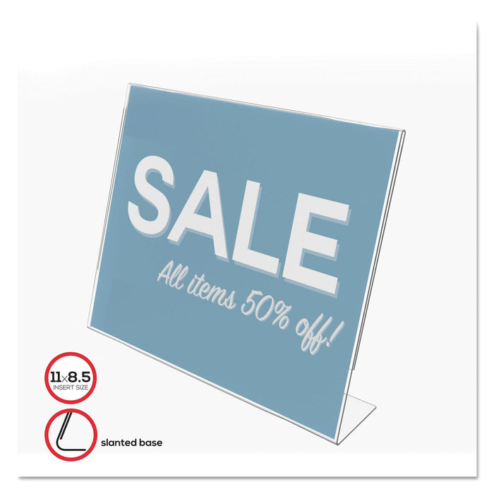 deflecto Classic Image Slanted Sign Holder, Landscaped, 11 x 8.5 Insert, Clear