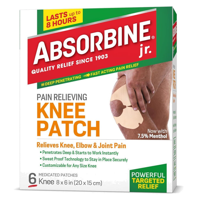 Absorbine Jr. Fast-Acting Sweat-Proof Knee Pain Relief Patches - 12 Hour Comfort by Pasteur Pharmacy