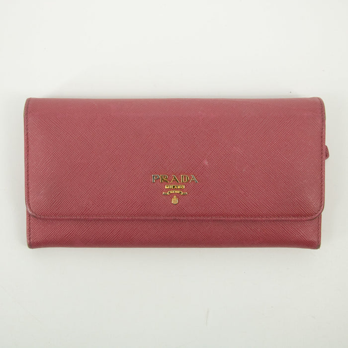 Prada Pink Saffiano Leather Long Wallet #2466 by Bolt Boutique