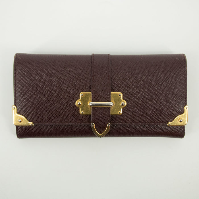 Prada Bordeaux Saffiano Leather Long Wallet #2467 by Bolt Boutique