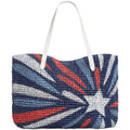 International Concepts Patriotic Tropical Star Straw Tote Blue by Vanessa Jane