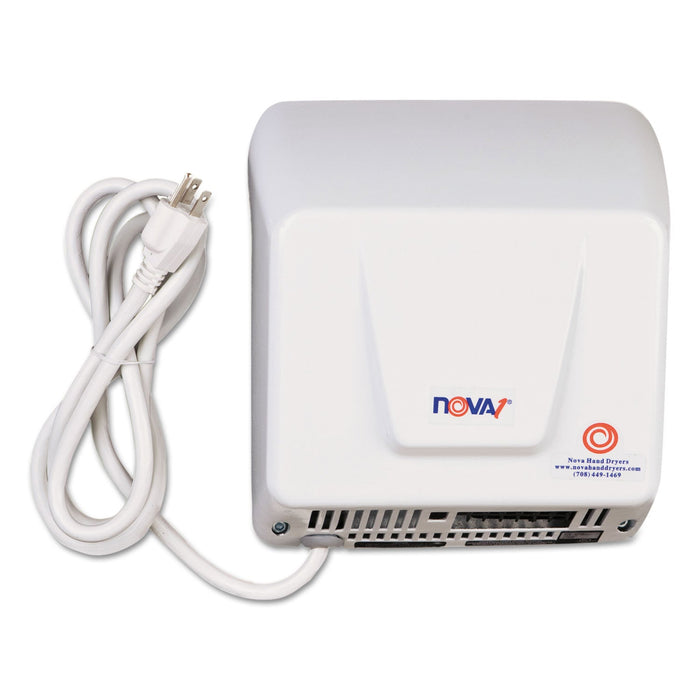 WORLD DRYER NOVA Hand Dryer, 110-120 V, 9 x 9.75 x 4, Aluminum, White
