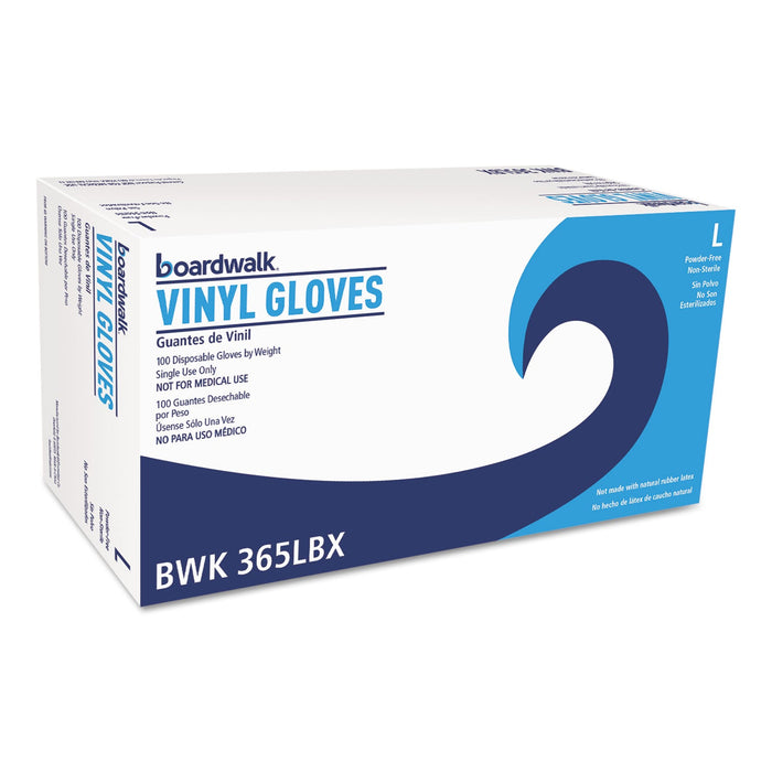 Boardwalk General Purpose Vinyl Gloves, Powder/Latex-Free, 2 3/5 mil, Large, Clear, 100/Box, 10 Boxes/Carton