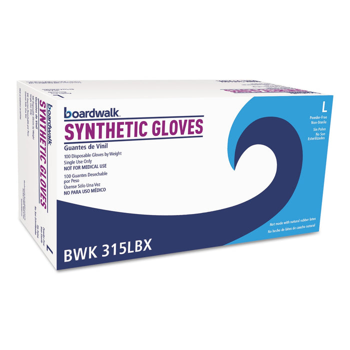Boardwalk Powder-Free Synthetic Vinyl Gloves, Large, Cream, 4 mil, 1000/Carton