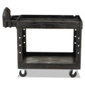 Rubbermaid Heavy-Duty Utility Cart with Lipped Shelves, Plastic, 2 Shelves, 500 lb Capacity, 25.9" x 45.2" x 32.2", Black