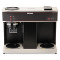 BUNN Pour-O-Matic Three-Burner Pour-Over Coffee Brewer, 12-Cup, Stainless Steel, Black