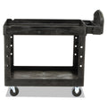 Rubbermaid Heavy-Duty Utility Cart with Lipped Shelves, Plastic, 2 Shelves, 500 lb Capacity, 25.9" x 45.2" x 32.2", Black