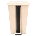 Rubbermaid Step-On Receptacle with Wheels, Rectangular, Polyethylene, 23 gal, Beige