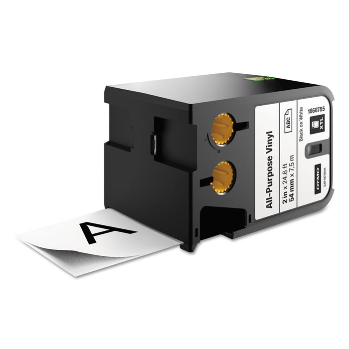 DYMO XTL All-Purpose Vinyl Labels, 2" x 24.6 ft, Black on White