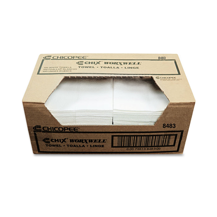 Chicopee Durawipe Shop Towels, 13 x 15, Flat, White, 300/Carton