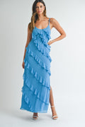 Asymetrical Tiered Ruffled Maxi Dress by Boutique 23