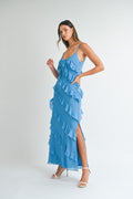 Asymetrical Tiered Ruffled Maxi Dress by Boutique 23