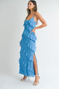 Asymetrical Tiered Ruffled Maxi Dress by Boutique 23