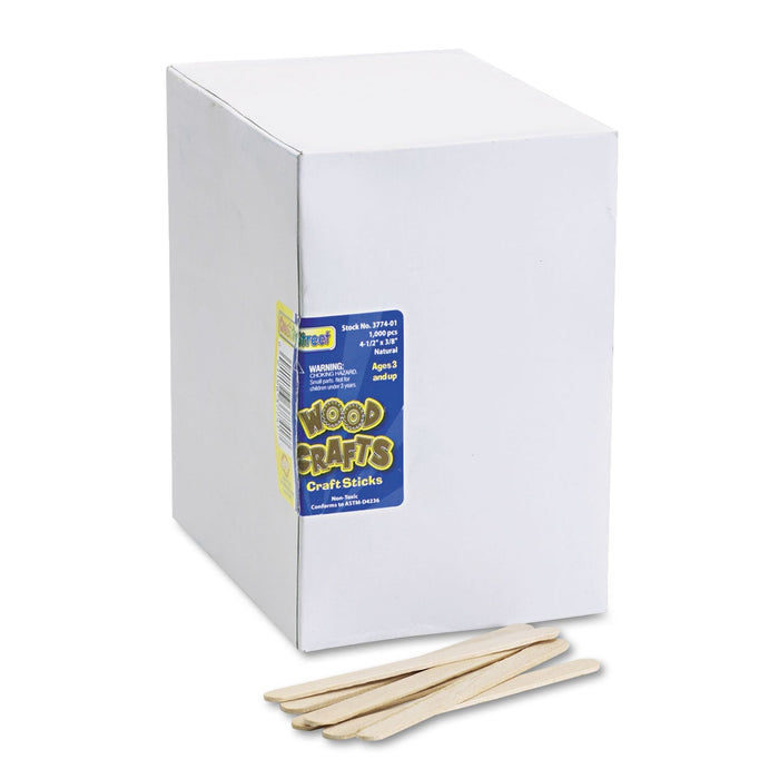 Creativity Street Natural Wood Craft Sticks, 4.5" x 0.38", Economy Grade Wood, Natural, 1,000/Box