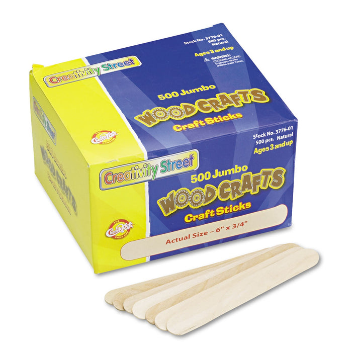Creativity Street Natural Wood Craft Sticks, 6" x 0.75", Natural, 500/Box