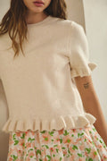 Ave Ruffle Wave Hem Knit Sweater by Boutique 23