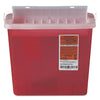 Medline Sharps Container for Patient Room, Plastic, 5 qt, Rectangular, Red