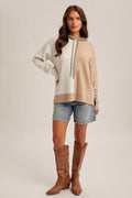 Color Block Hoodie Sweater Knit by Boutique 23