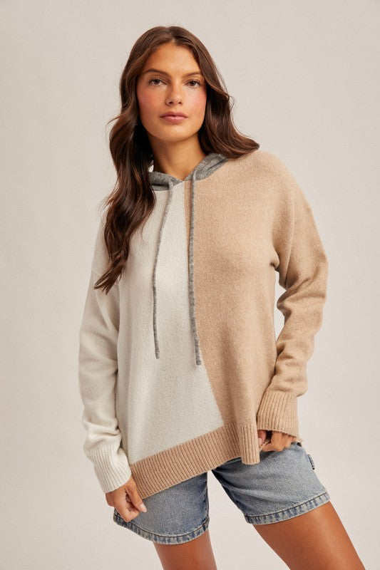 Color Block Hoodie Sweater Knit by Boutique 23