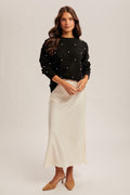 Pearl Detailed Sweater: Black by Boutique 23