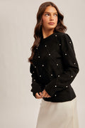 Pearl Detailed Sweater: Black by Boutique 23