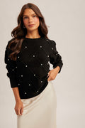 Pearl Detailed Sweater: Black by Boutique 23