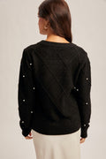 Pearl Detailed Sweater: Black by Boutique 23