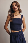 Smocked Crop Top & Tiered Maxi Skirt Set by Boutique 23
