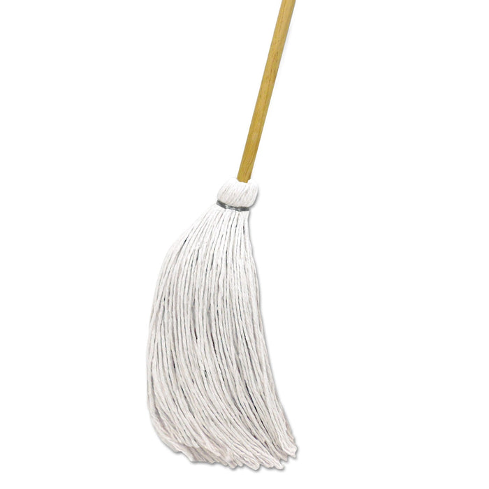 Boardwalk Handle/Deck Mops, 16 oz White Rayon Head, 57" Natural Wood Handle, 12/Carton