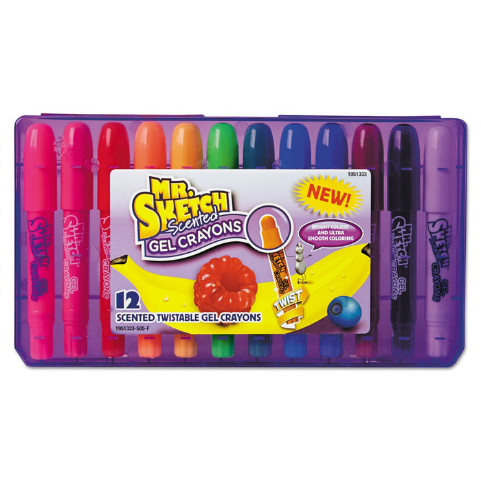 Mr. Sketch Scented Twistable Gel Crayons, Medium Size, Assorted, 12/Pack