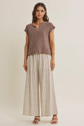 Slub Sweater Top In A Relaxed Fit: Mocha Mousse by Boutique 23