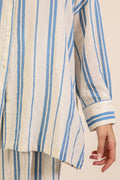 Oversized Striped Button-Down Shirt by Boutique 23
