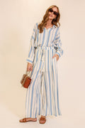 Oversized Striped Button-Down Shirt by Boutique 23